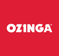 Ozinga corporate logo in white letters on red background