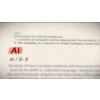 AI definition with stylized logo highlighting artificial intelligence concept