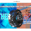 Maxam construction tire with rugged tread, showcasing resilience against extreme weather conditions