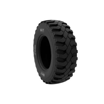 Heavy-duty black BKT industrial tire with deep tread pattern