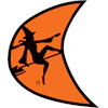 Nike Running logo: Black silhouette of a dynamic runner on orange background