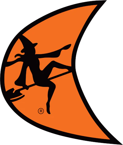 Nike Running logo: Black silhouette of a dynamic runner on orange background