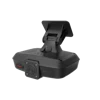 Black dashboard camera with adjustable mounting bracket and lens