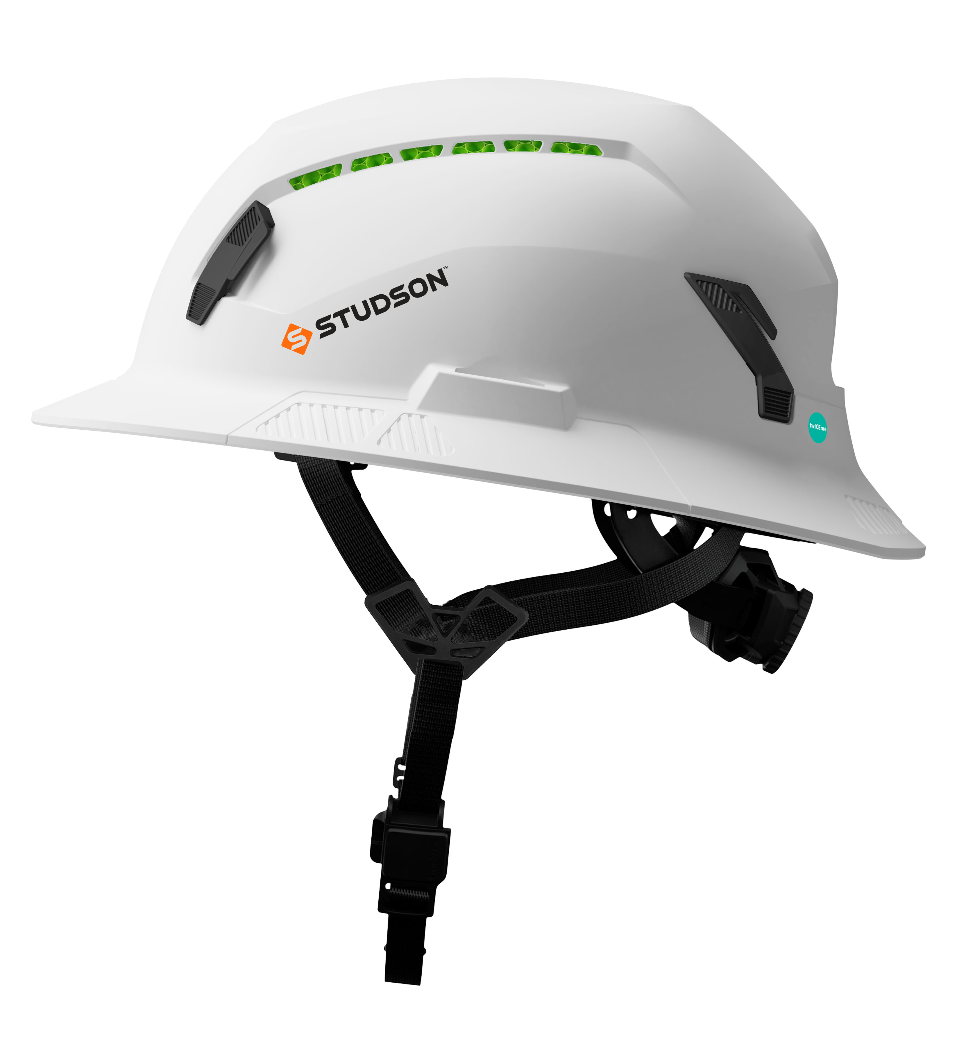 White Studson safety helmet with ventilation and adjustable straps