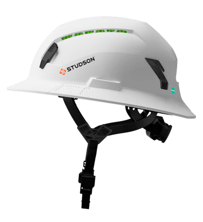 White Studson safety helmet with ventilation and adjustable straps