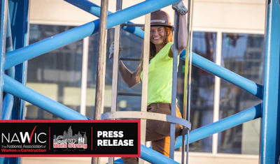 NAWIC press release graphic featuring construction worker in safety gear