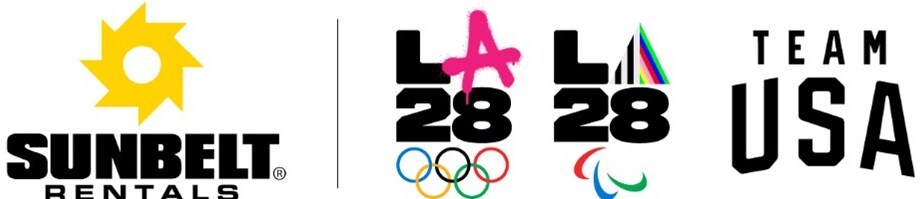 Sunbelt Rentals, LA28 Olympics, and Team USA logos side by side