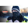 Worker in winter gear wearing black and yellow jacket with Ergodyne logo