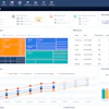 Project management dashboard showing task distribution, milestones, and performance metrics