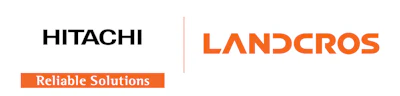 Hitachi Landcros logo with 'Reliable Solutions' tagline in black and orange