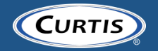 Curtis brand logo in blue and white oval design