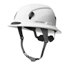 White Studson safety helmet with black straps and adjustable features