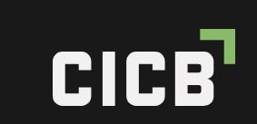 CICB corporate logo with white letters and green angular graphic