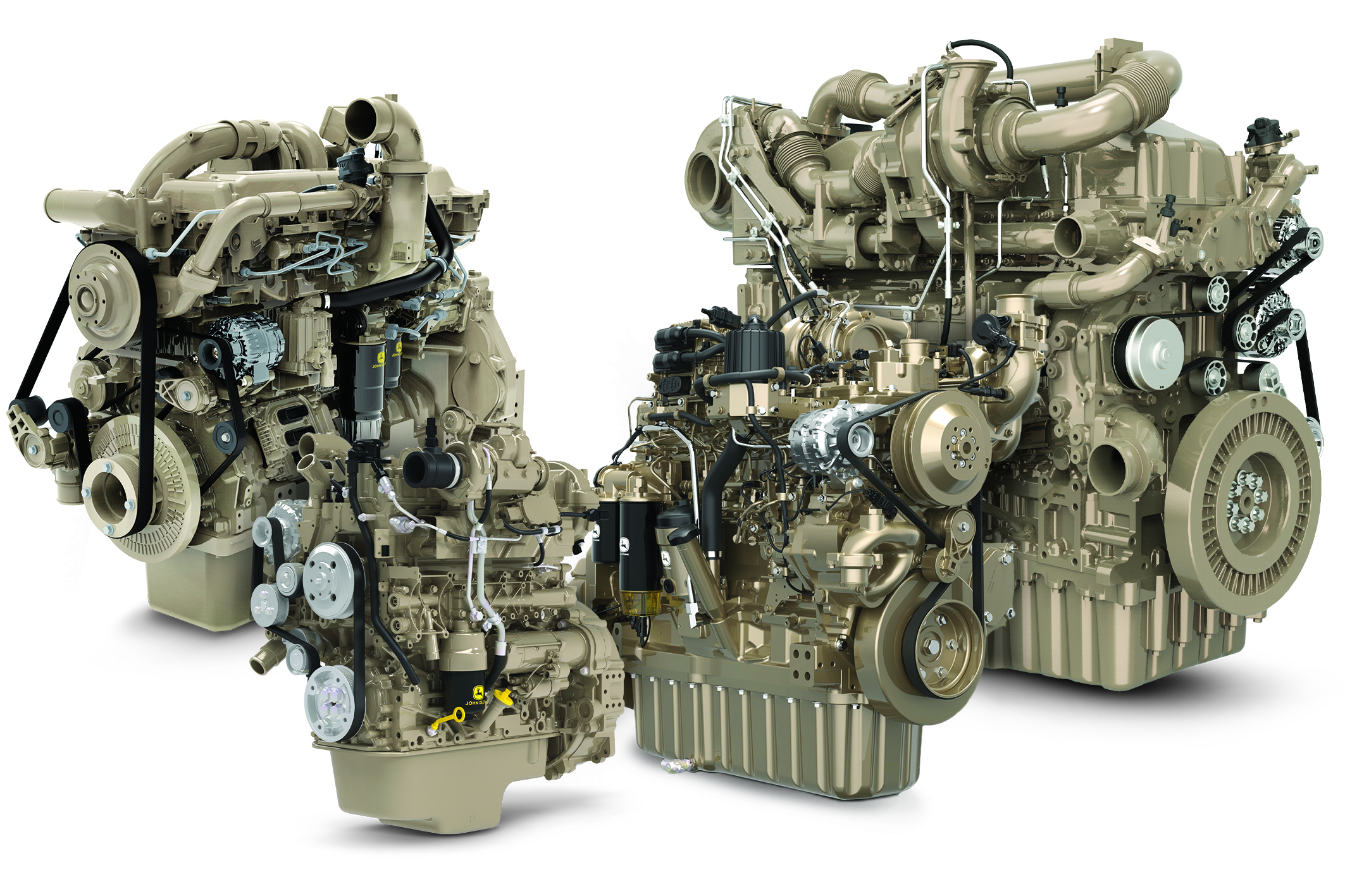 Two industrial diesel engines with complex mechanical components and piping