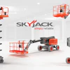 Skyjack aerial work platforms: scissor lifts and articulating boom lifts in orange and gray