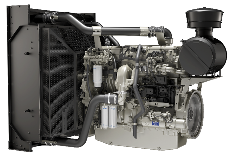 Industrial diesel engine with complex mechanical components and cooling system