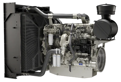 Industrial diesel engine with complex mechanical components and cooling system