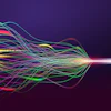 Vibrant digital streams of multicolored lines converging and diverging dynamically