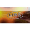 Libs Paving Company metallic blue logo on sunset-colored background