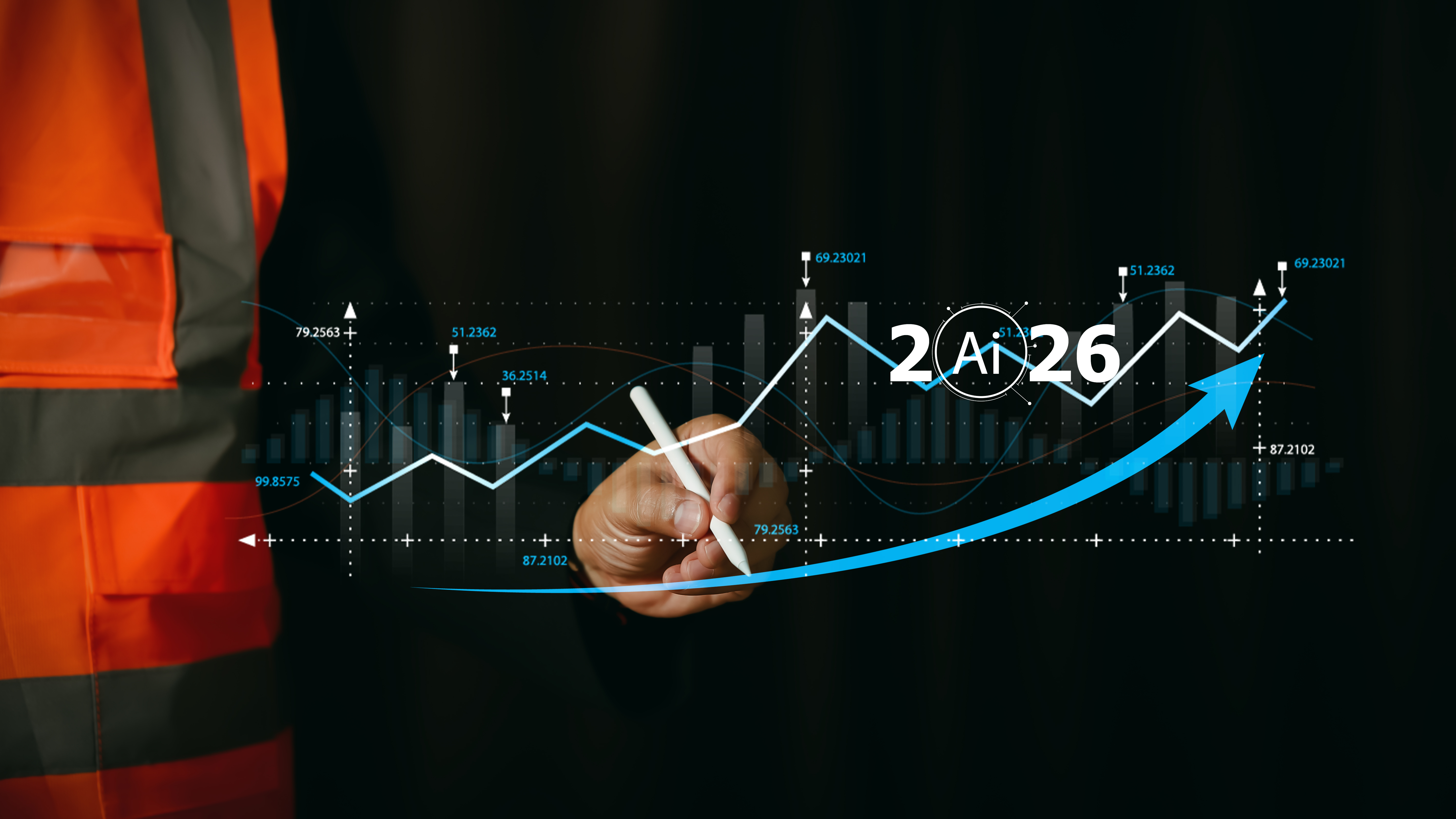 Business analytics dashboard showing growth trend for 2026 with data charts