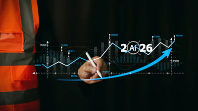 Business analytics dashboard showing growth trend for 2026 with data charts