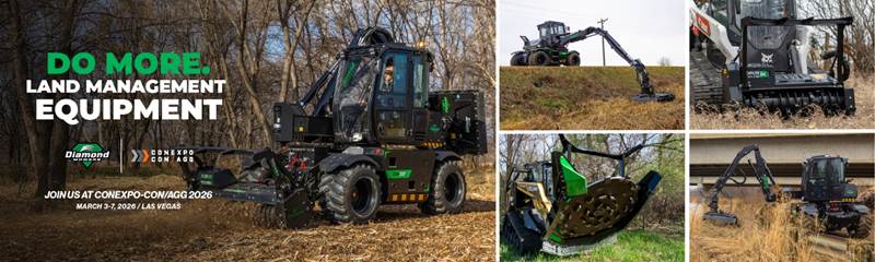 Heavy forestry mulching equipment in woodland and field settings
