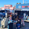 Bosch trade show booth with power tools and equipment displays
