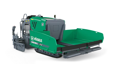 Vögele Super 500-2 tracked asphalt paver with green hopper and gray engine compartment