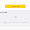 ROI Analysis calculator interface with yellow Calculate ROI button and ready-to-calculate message