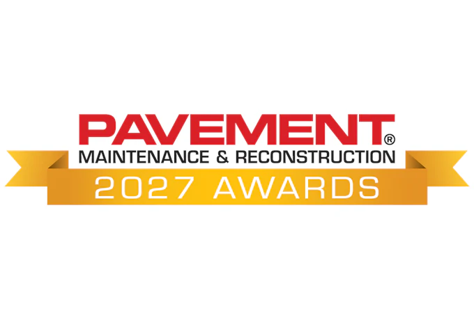 Pavement Maintenance & Reconstruction 2027 Awards logo with red text and gold banner