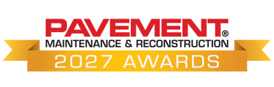 Pavement Maintenance & Reconstruction 2027 Awards logo with red text and gold banner ribbon