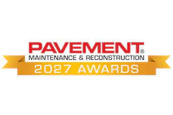 Pavement Maintenance & Reconstruction 2027 Awards logo with red text and gold ribbon banner