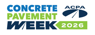 Concrete Pavement Week 2026 logo with ACPA emblem in blue, green, and white