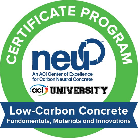 NEVI ACI University Certificate Program badge for Low-Carbon Concrete Fundamentals, Materials and Innovations
