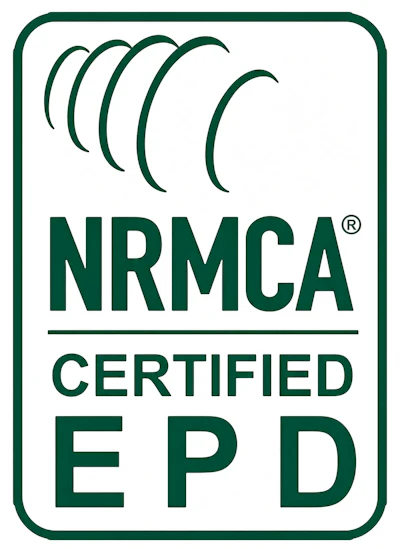 NRMCA Certified EPD logo with green curved design elements