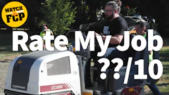Watch FCP logo with people demonstrating equipment outdoors, Rate My Job text overlay