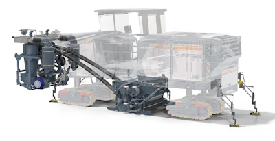 Wirtgen asphalt paver with tracked undercarriage and hopper system for road construction