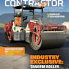 Asphalt Contractor magazine cover featuring red tandem roller compactor on paved surface with mountains in background, September 2026 issue