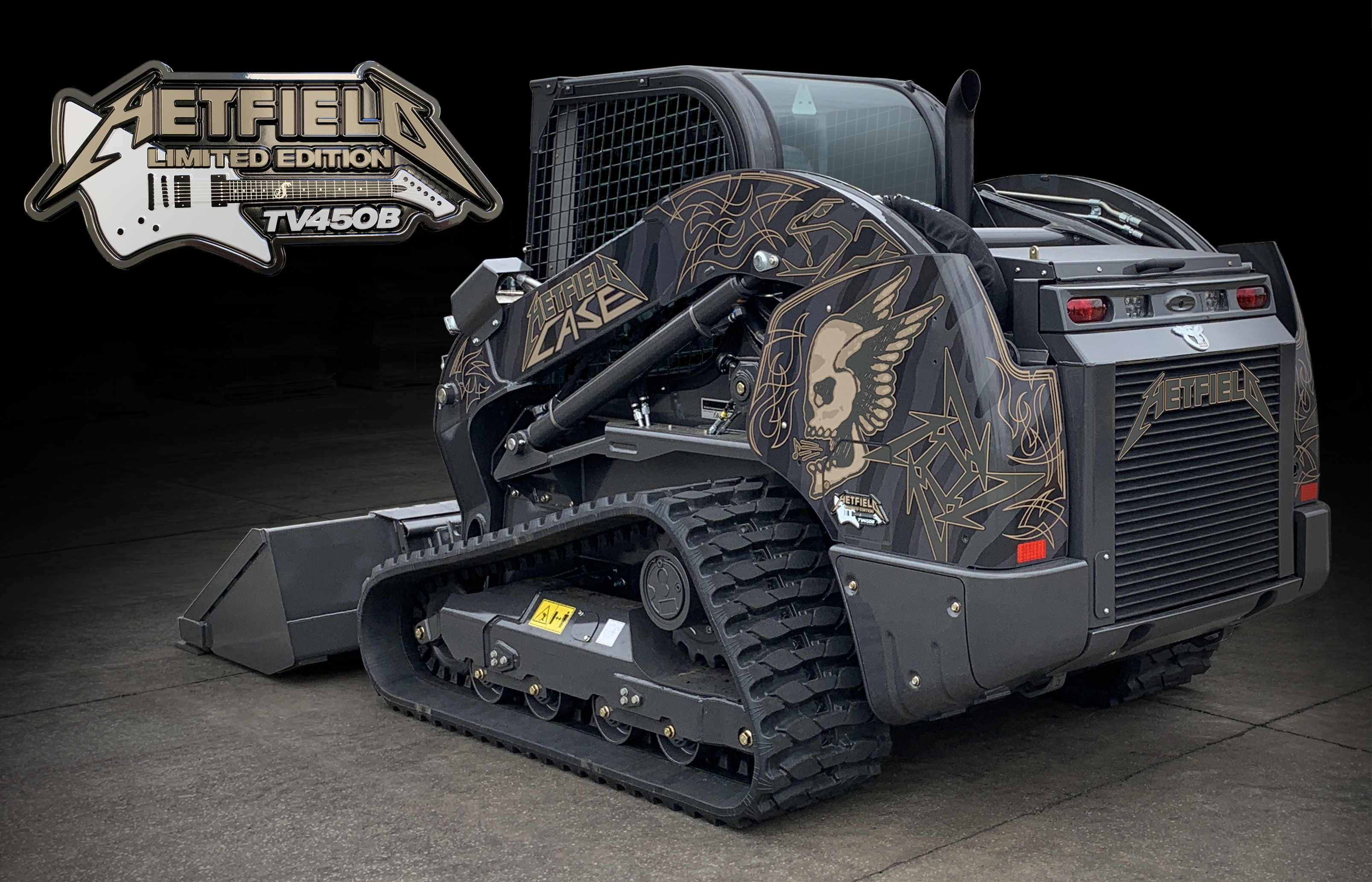 Metfield Limited Edition TV450B tracked skid-steer loader with gold dragon artwork and custom design