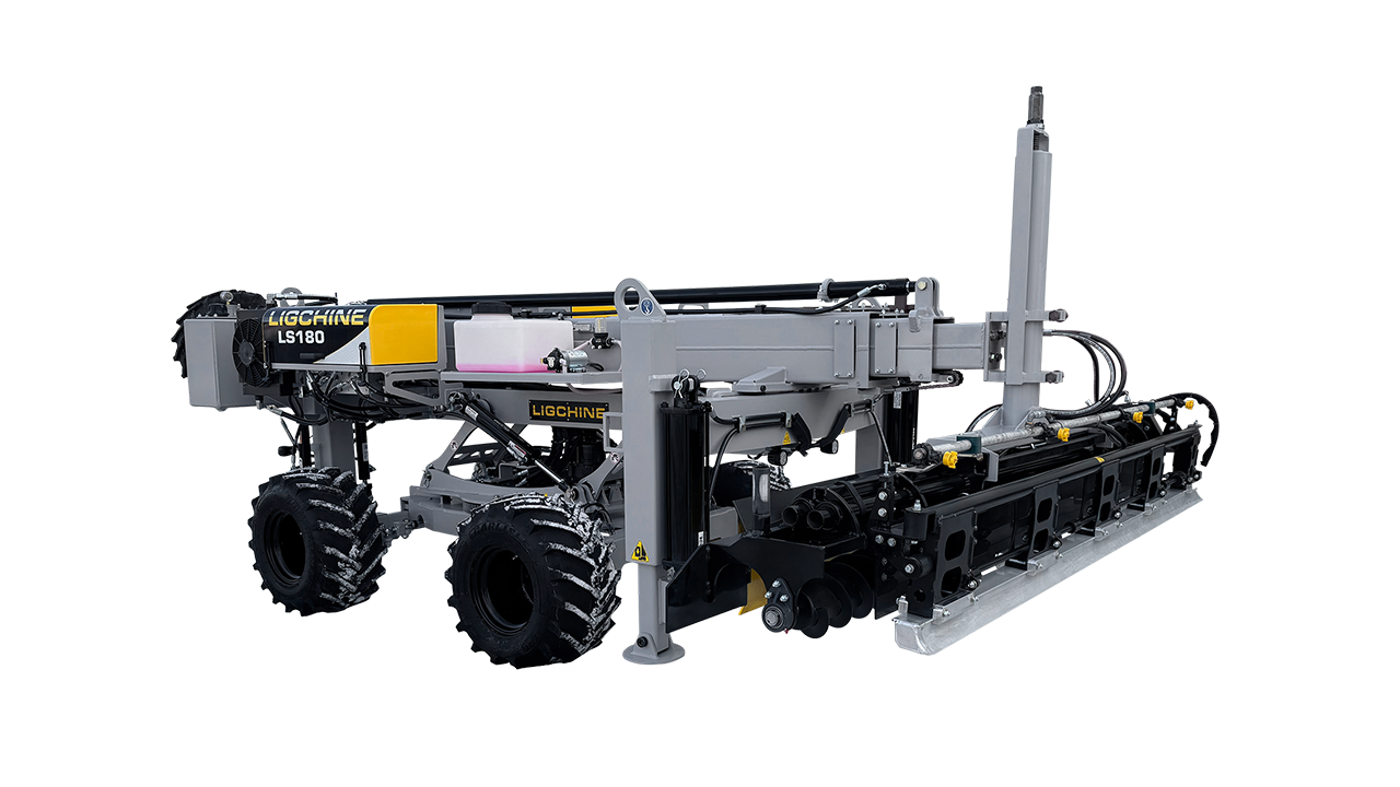 Landini agricultural manure spreader with gray tank, black chassis, and large tires on white background