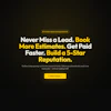 Landing page promoting lead generation and business reputation services with yellow call-to-action button