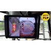 Vehicle reversing camera system display showing multi-angle parking assistance with yellow 'Watch FCP' badge